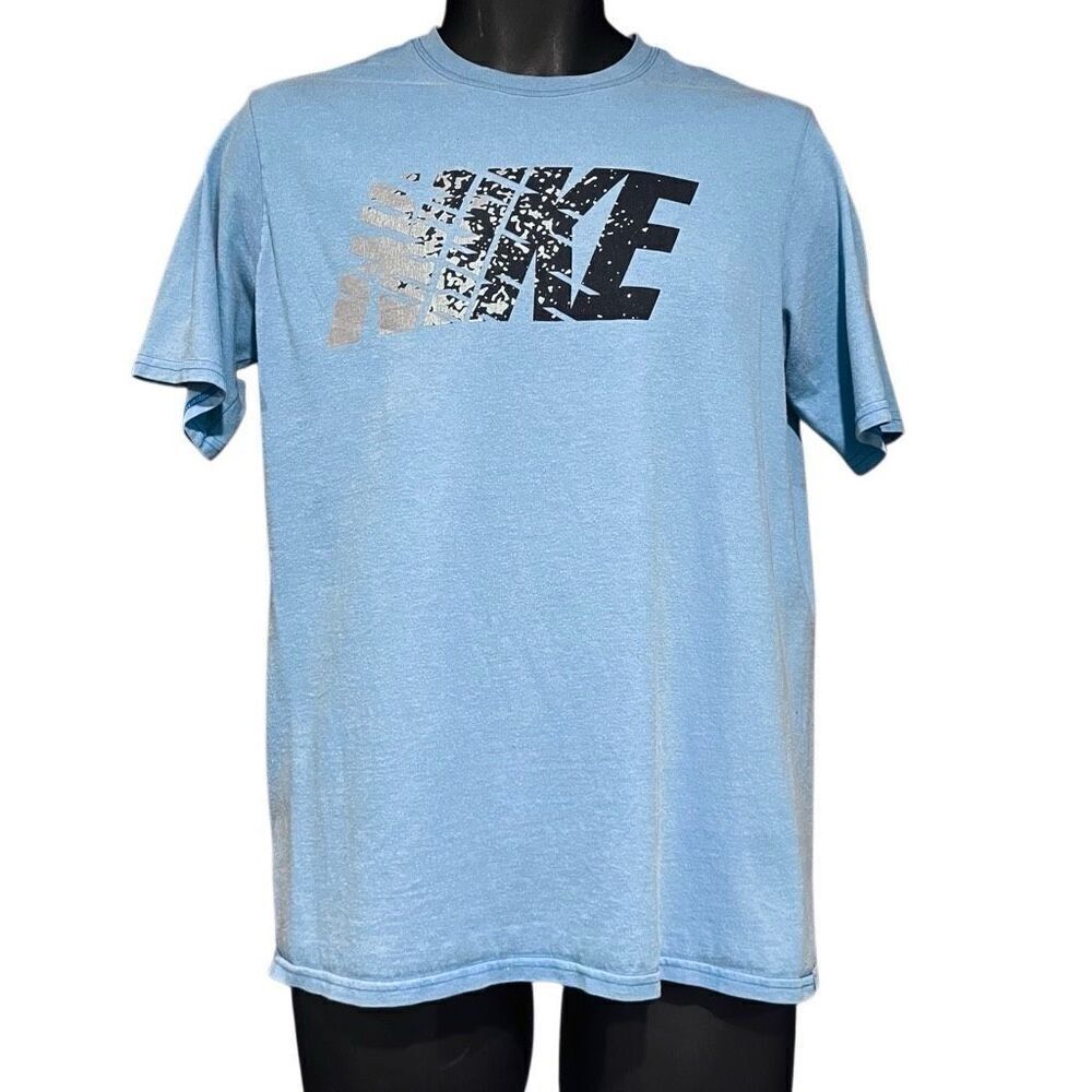 NIKE Logo Blue Black & Silver T-Shirt Boy’s XL
